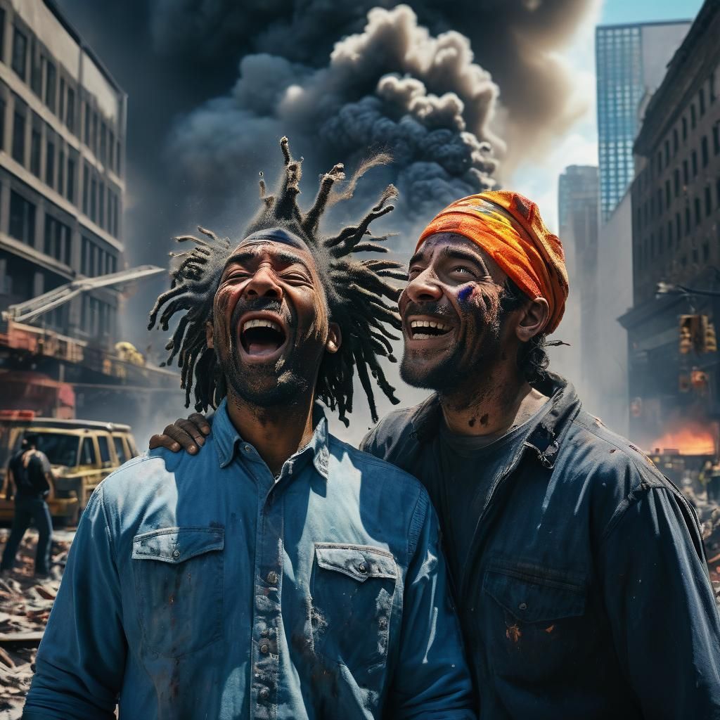 Disturbing 9/11 Portrait: Mockery Amidst Collapse