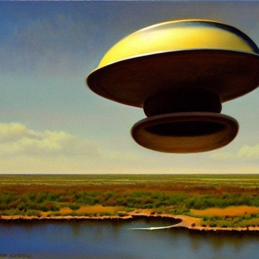 Flying Saucer in Oil Painting Style