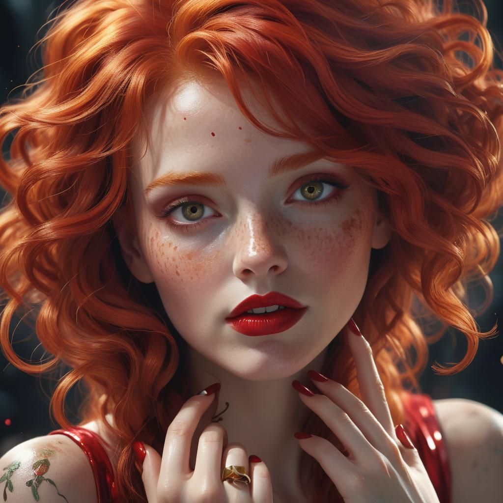 Redhead Woman Portrait in Fantasy Art Style