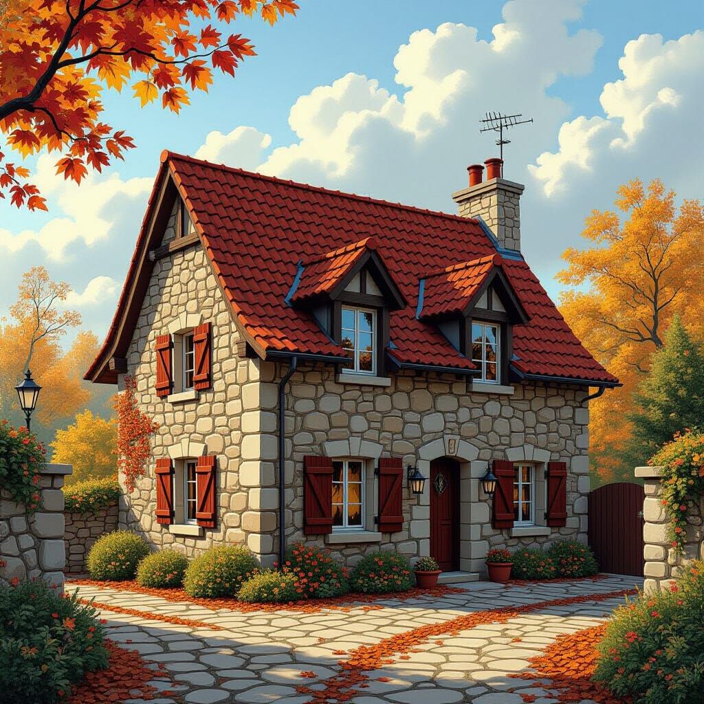 Autumnal Stone House Inspired by Gurney, Mullins, and Bradle...