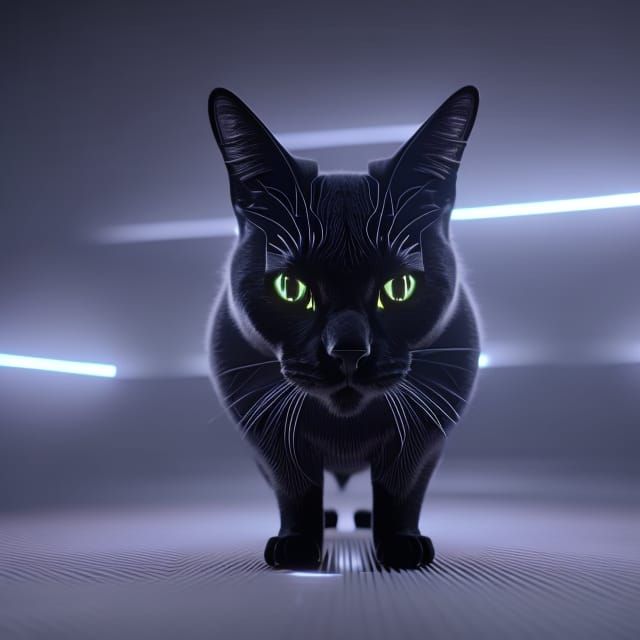 Black Cat in Void: A Biomechanical Horror Scene