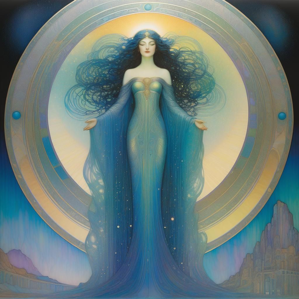 Luminous Angel in Art Nouveau Style