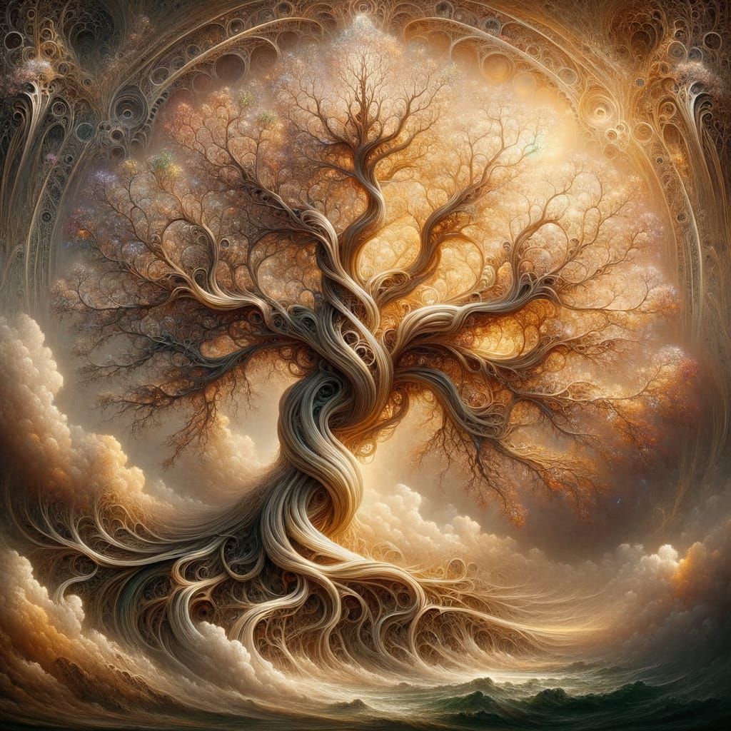 Ethereal Yggdrasil in Late Romantic Fantasy Style