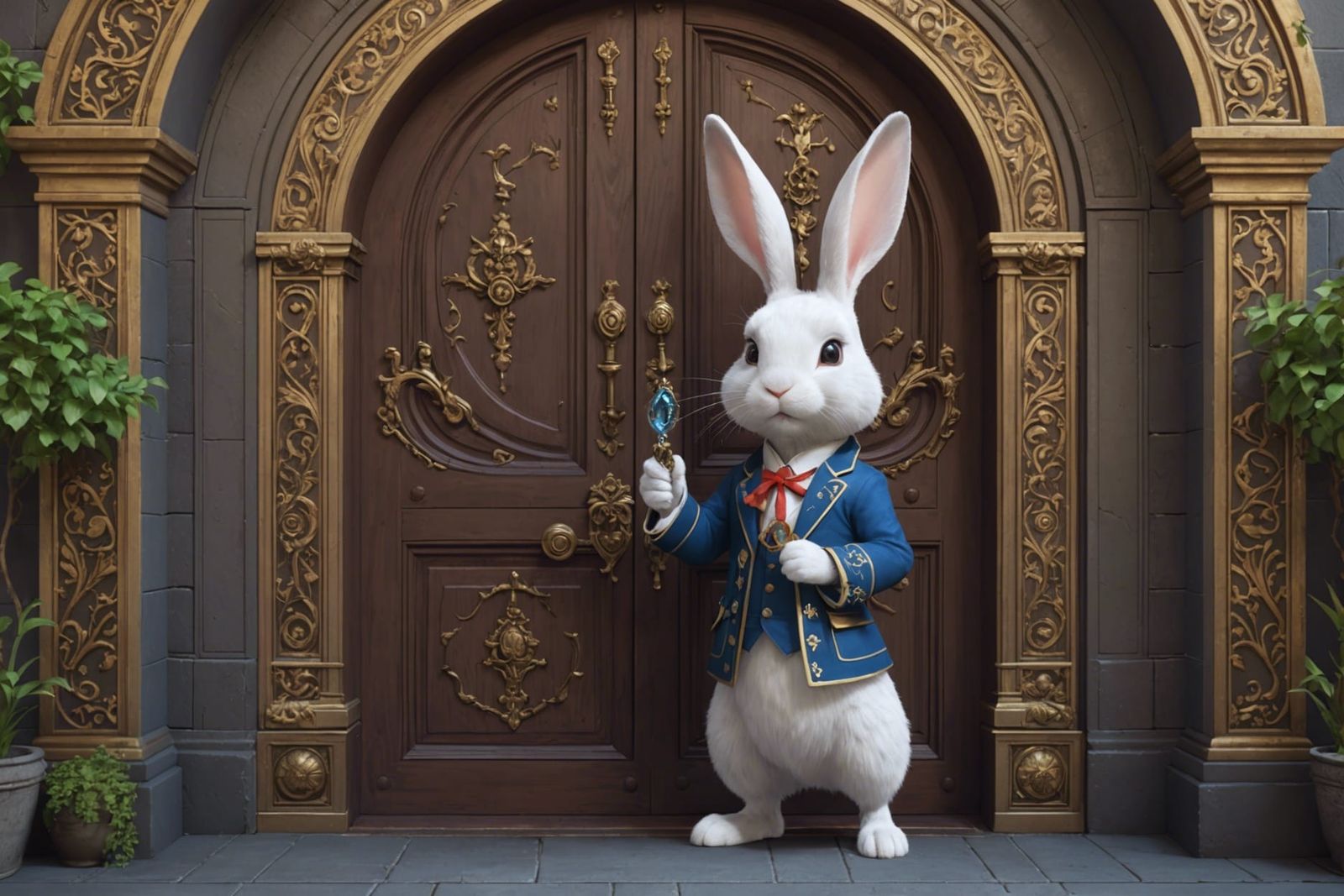 Rabbit with Glass Key: 3D Anime Art