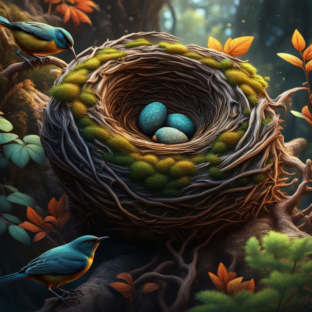 Microscopic Nests: Intricate Ecosystems in Detailed Matte Pa...