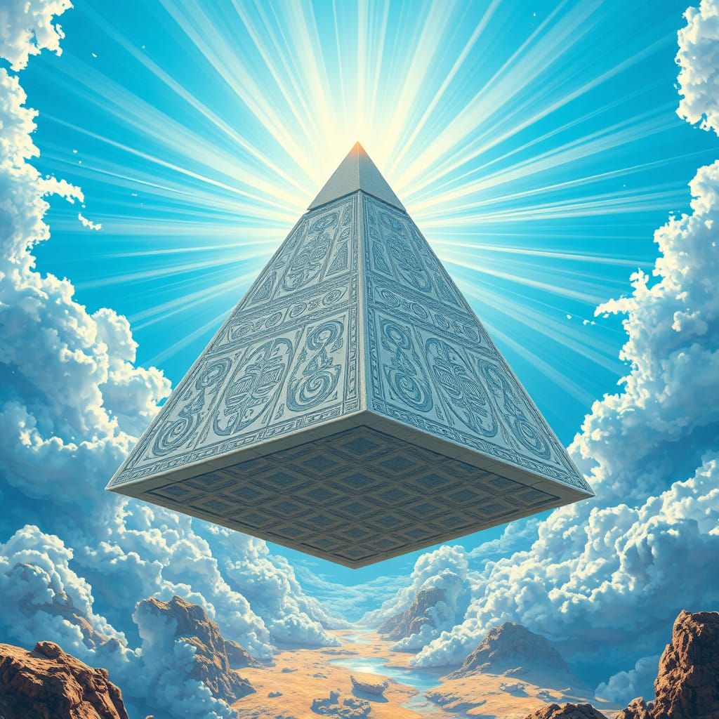 Weightless White Pyramid Radiates Ethereal Light