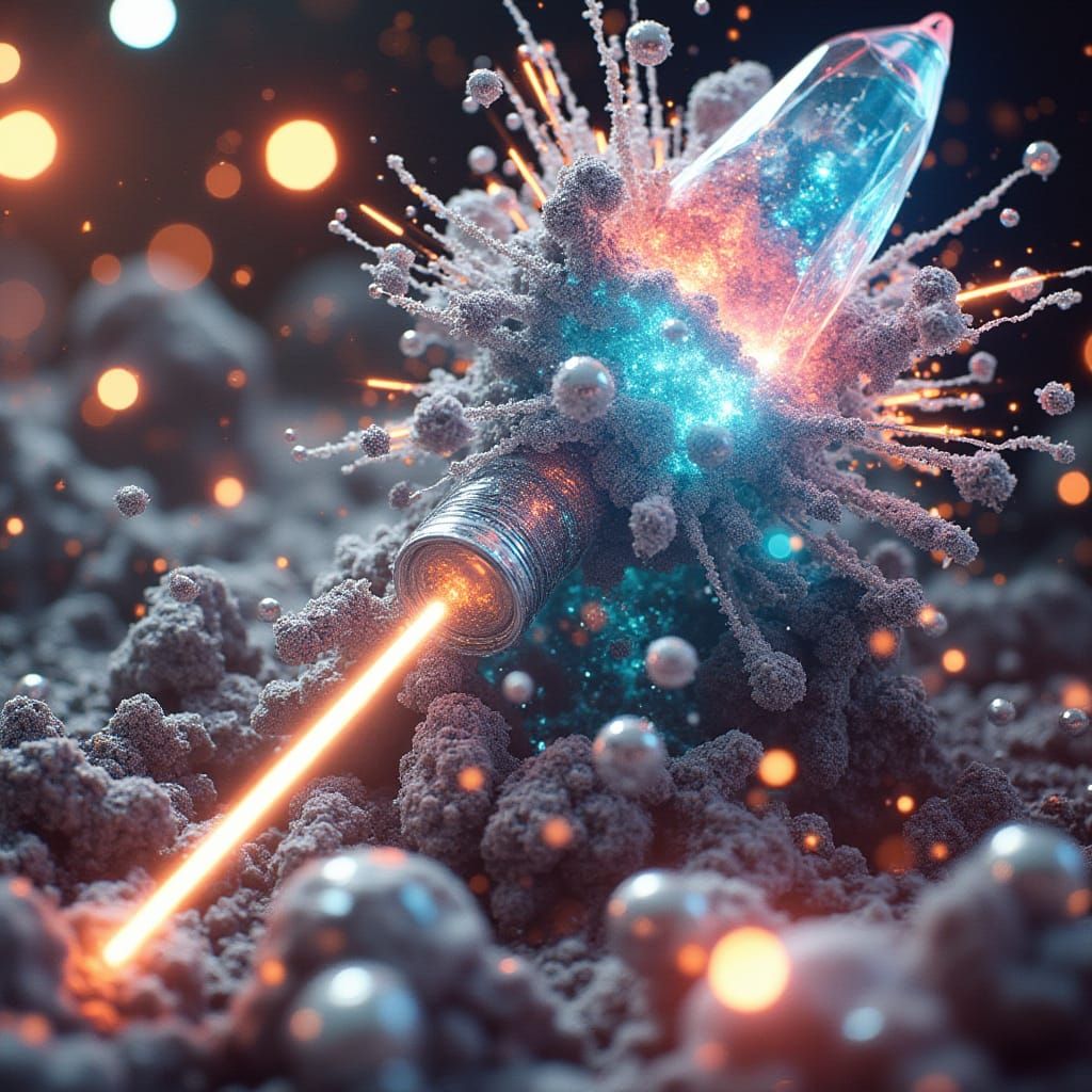 Frozen Explosion: Fiery Plasma and Metallic Orbs