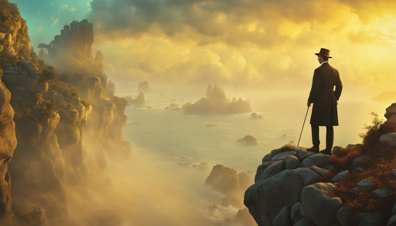 Epic Surrealist Hunter in Golden Light