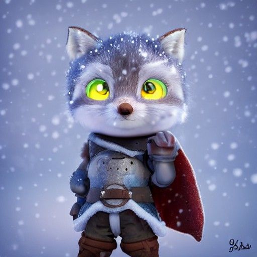 Snow Fox Adventurer in Pixar Style Armor