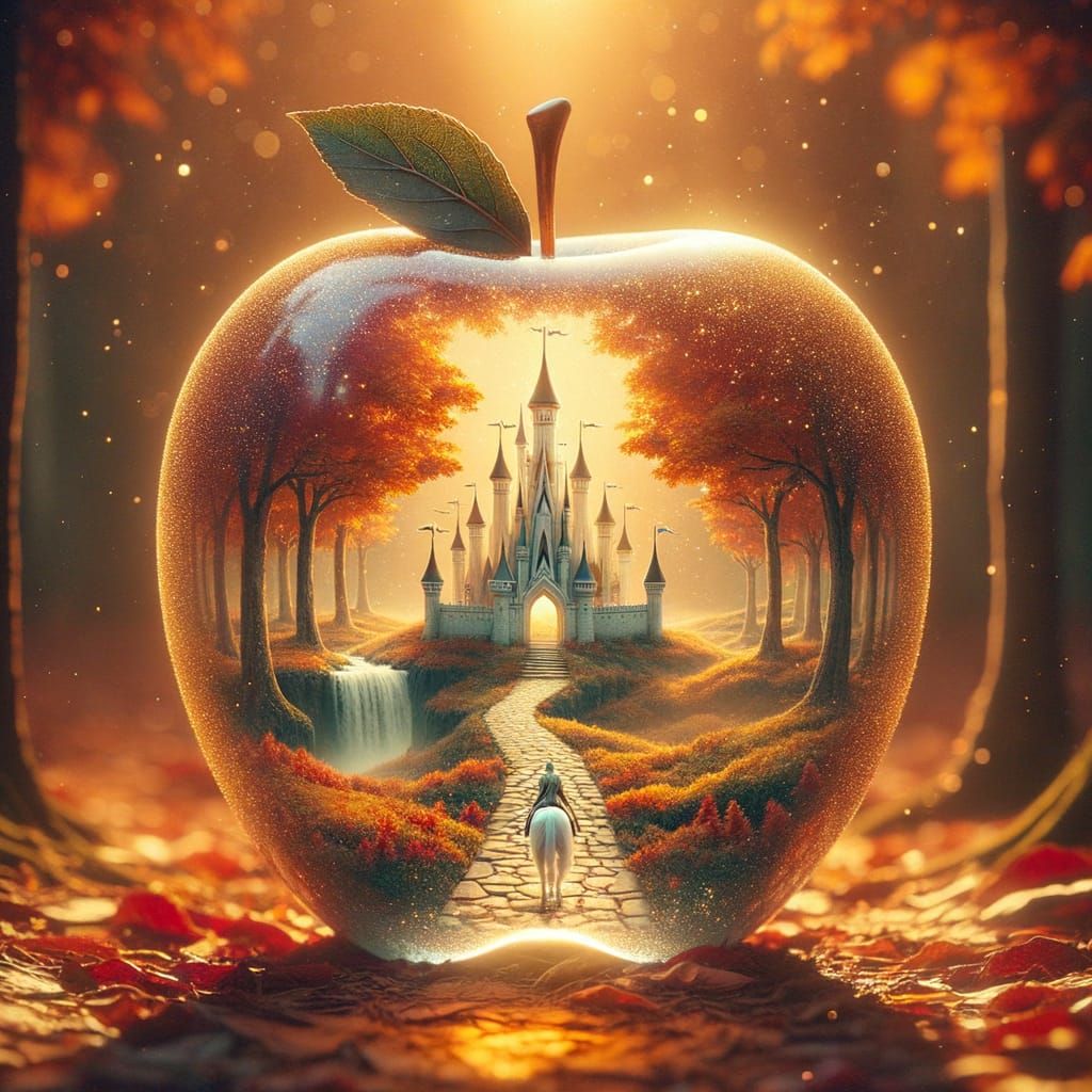 Golden Crystal Apple Reveals Dreamy Castle Landscape