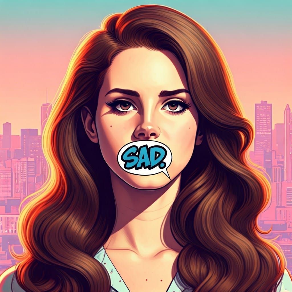 Lana Del Rey in Pop Art Style with 80s Vibe