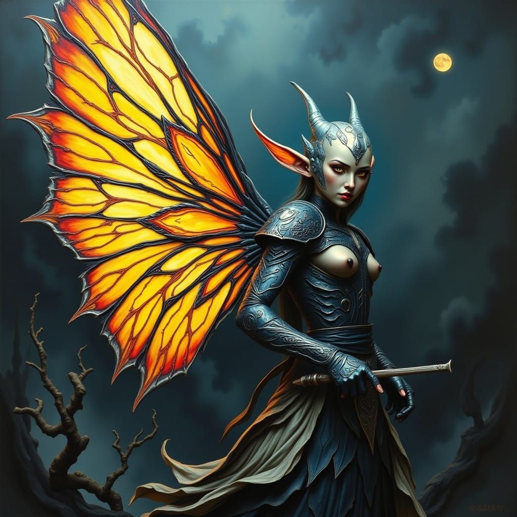 <lora:Fairy Elf Flux:1.0> Cinematic film still, shot on v-raptor XL, film grain, vignette, color graded, post-processed,...