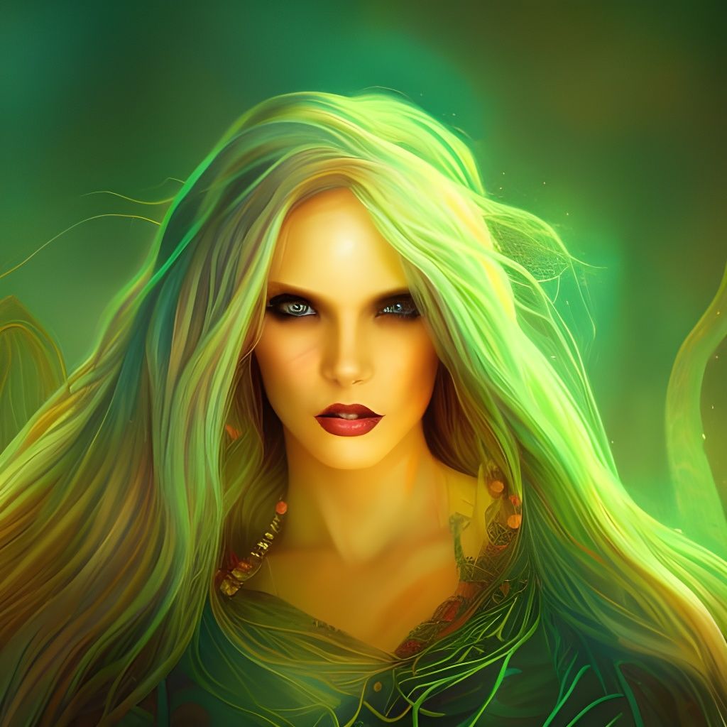 Mystical Sorceress Portrait in Vibrant Fantasy Art