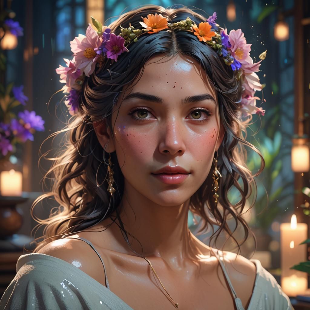 Detailed Spa Portrait in Art Nouveau Style