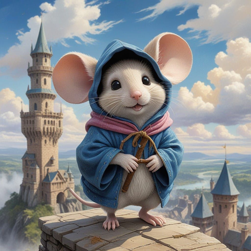Fantastical Sky Castle Mouse Embarks on Grand Adventure