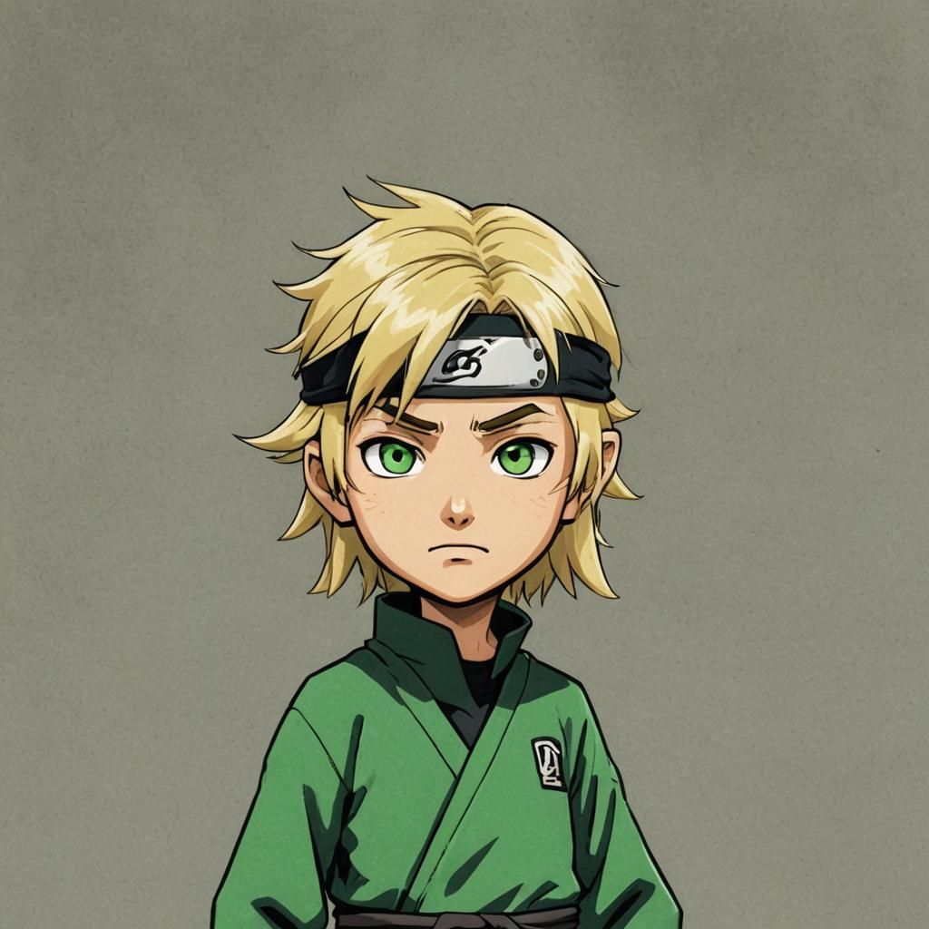 Blonde Ninja Boy in Green Suit