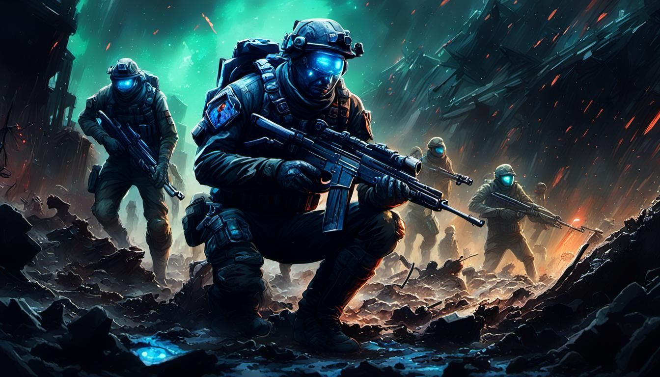 Gritty Android Soldier Emerges from War-Torn Trenches