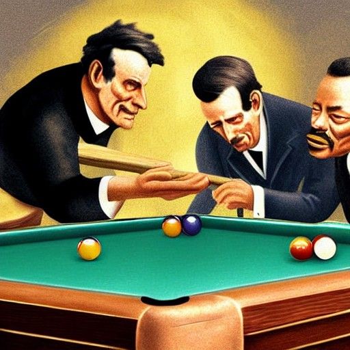 Lincoln, Kennedy, and King Play Pool: Golden Hour Photograph
