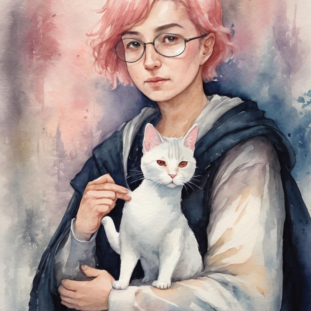 Whimsical Watercolor Portrait of Ravenclaw Student