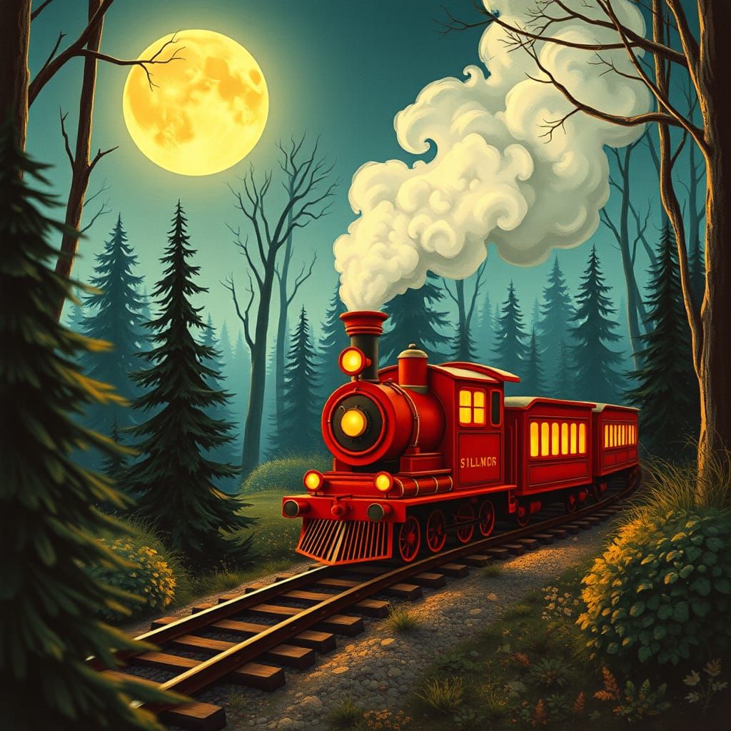 Victorian Era Whimsical Toy Train Poster