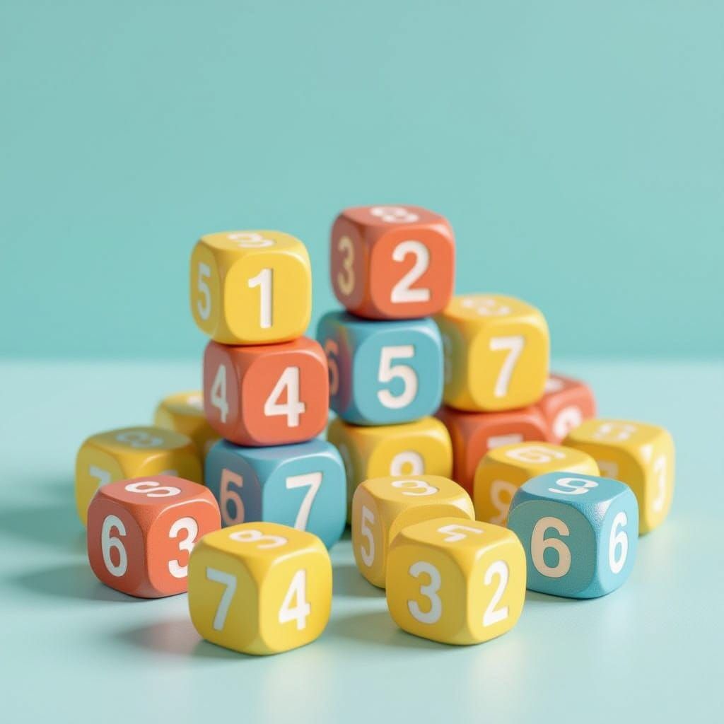 Colorful Wooden Number Blocks Scattered Playfully