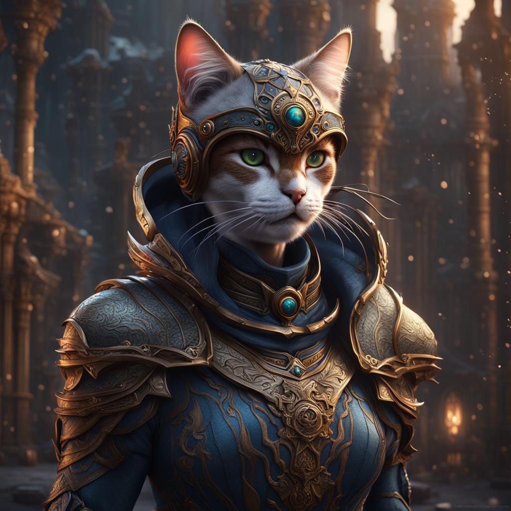 Detailed Cat-Human Hybrid in Fantasy Concept Art