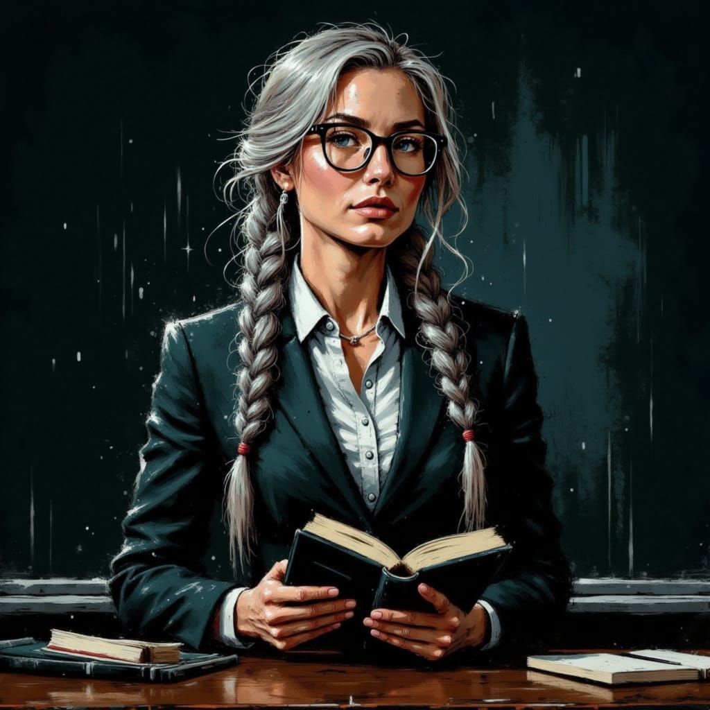 Professor Ready to Lecture in Surreal Fantasy Style