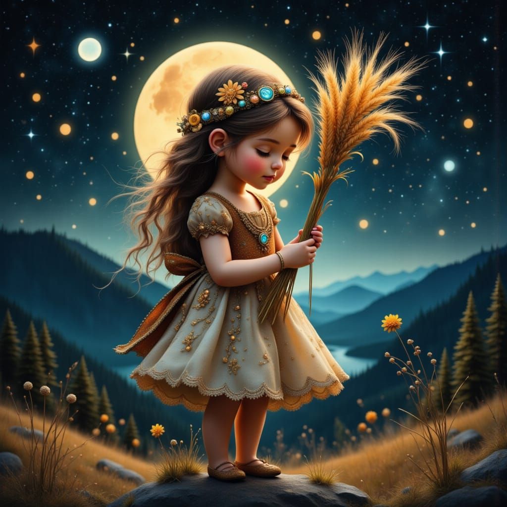 Glowing Virgo Goddess Under Full Moon