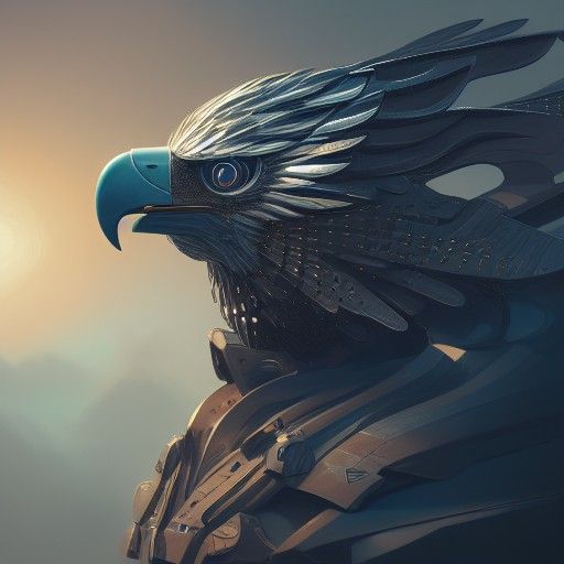 Hyperdetailed Robot Eagle Portrait in Digital Art Style