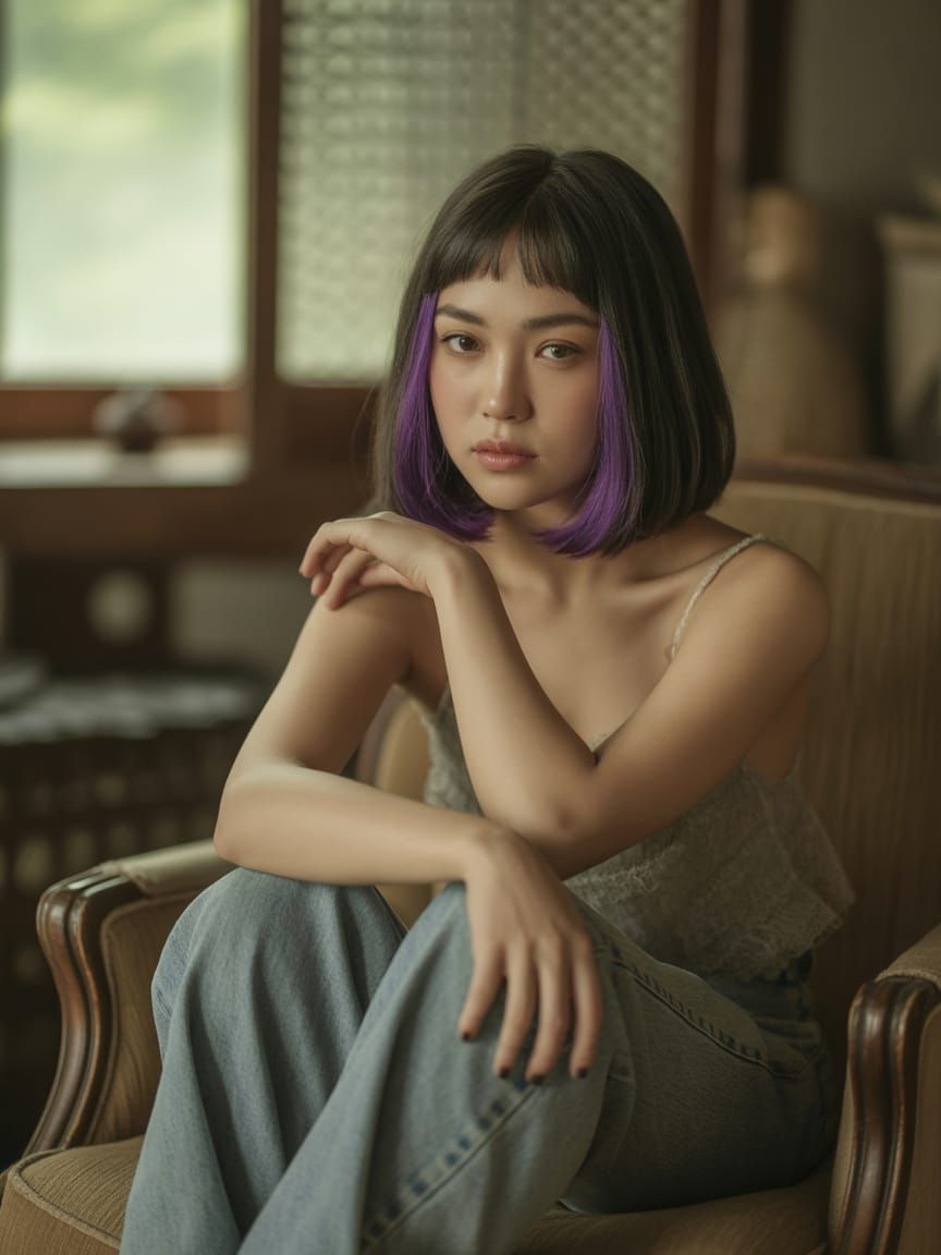 Taiwanese Woman in South Korean Home: Cinematic Portrait