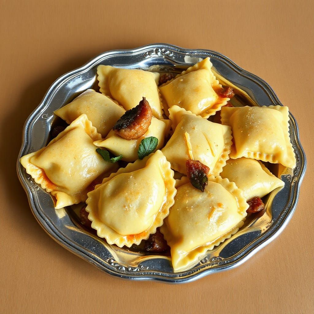 Ravioli Still Life Painting in Bold Colors