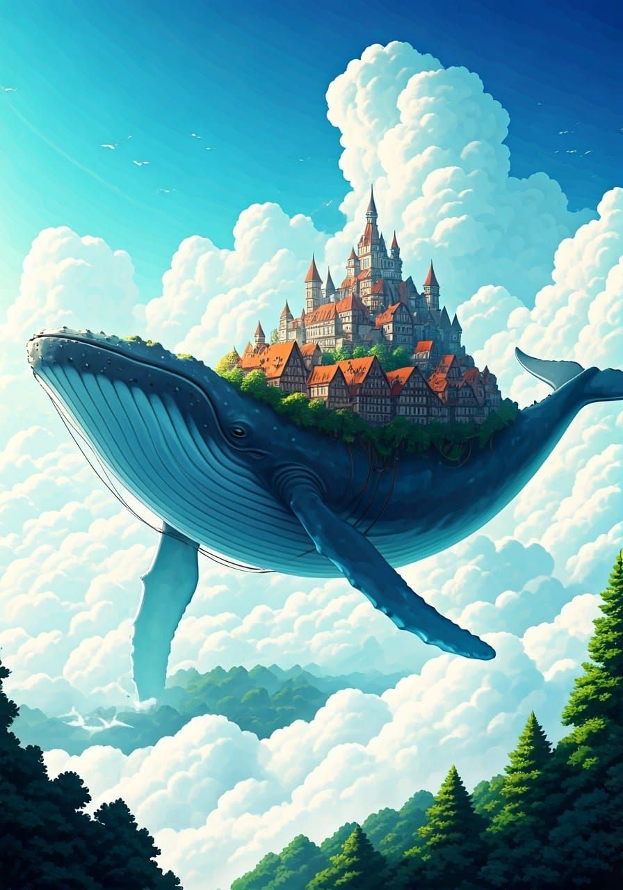 Sky Whale Transports Fantastical Village in Medievally Inspi...
