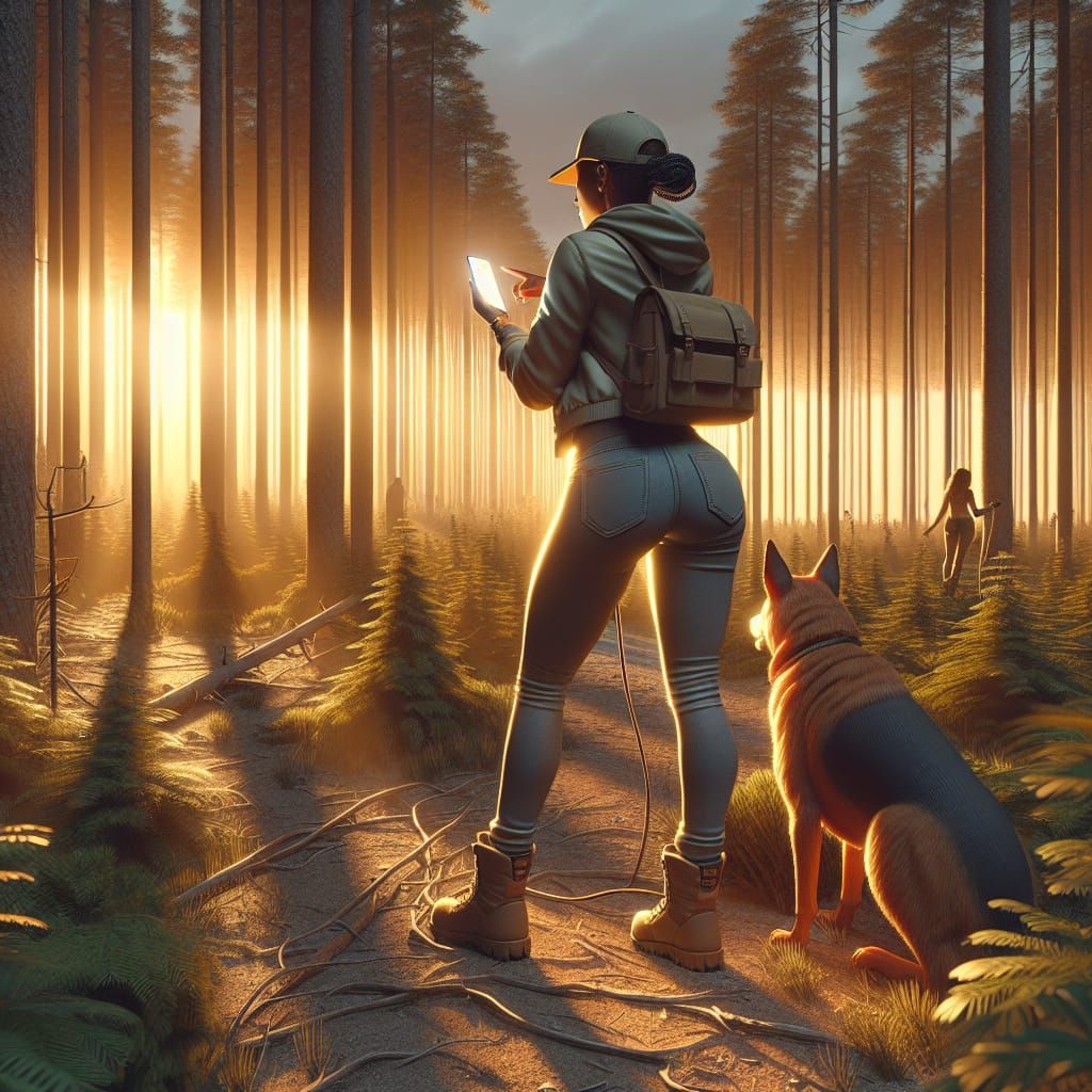 Evening Vista in Pine Forest: 3D Rendered Graphic