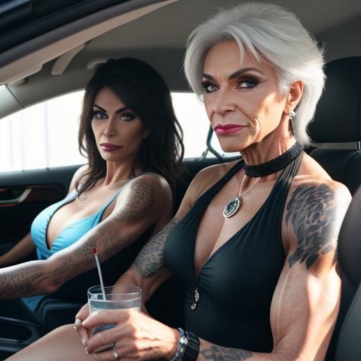 Flirty Bodybuilders in Car: a Professional Photo