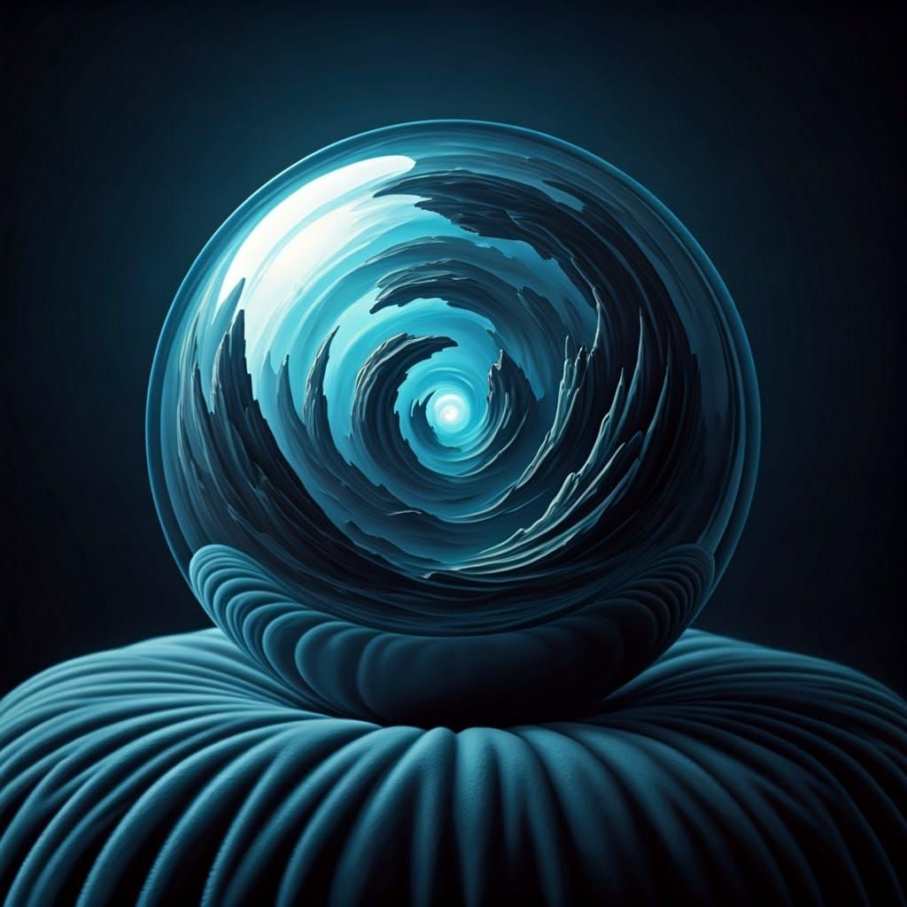 Chrome Sphere Reflects Alien Landscape in Dreamy Style