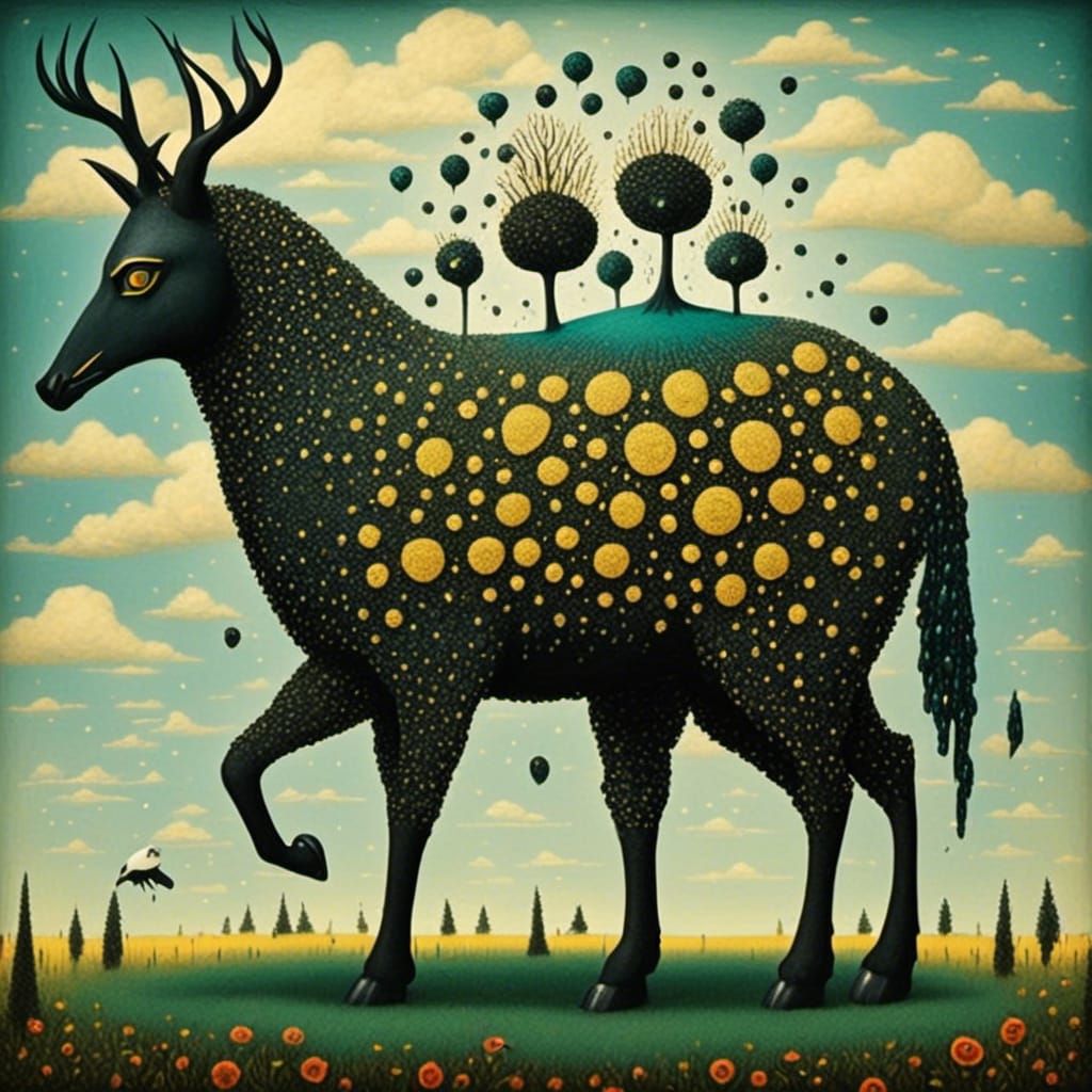 Stylized Portrait in Folk Art Style