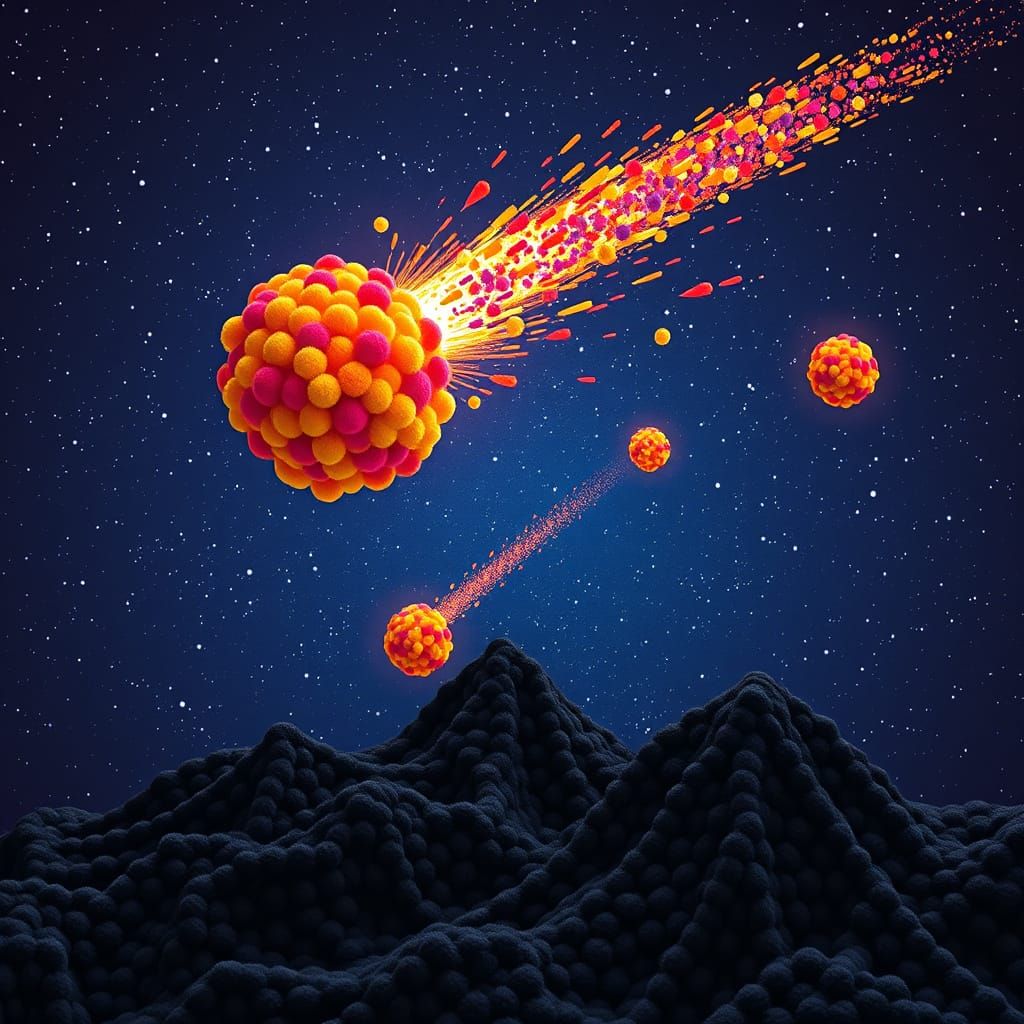 Pom Pom Meteor Shower 8k Render