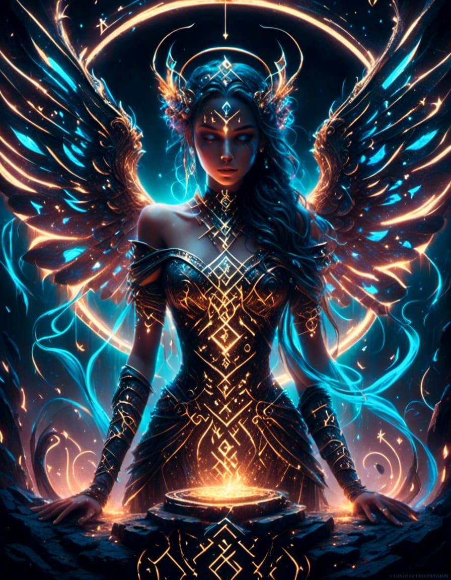 Valkyrie with Magic Runes in Epic Concept Art