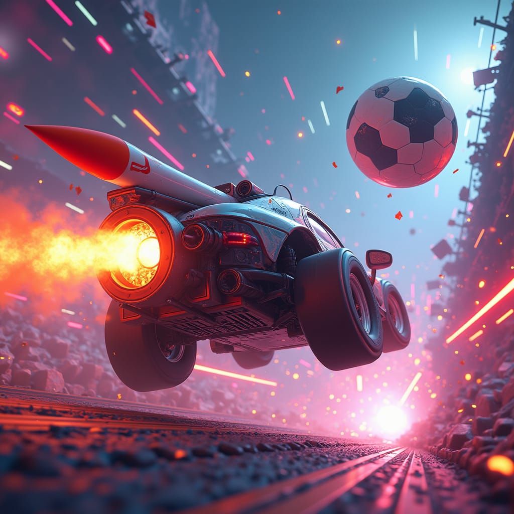 Rocket Cars Collide in Neon Arena: Concept Art