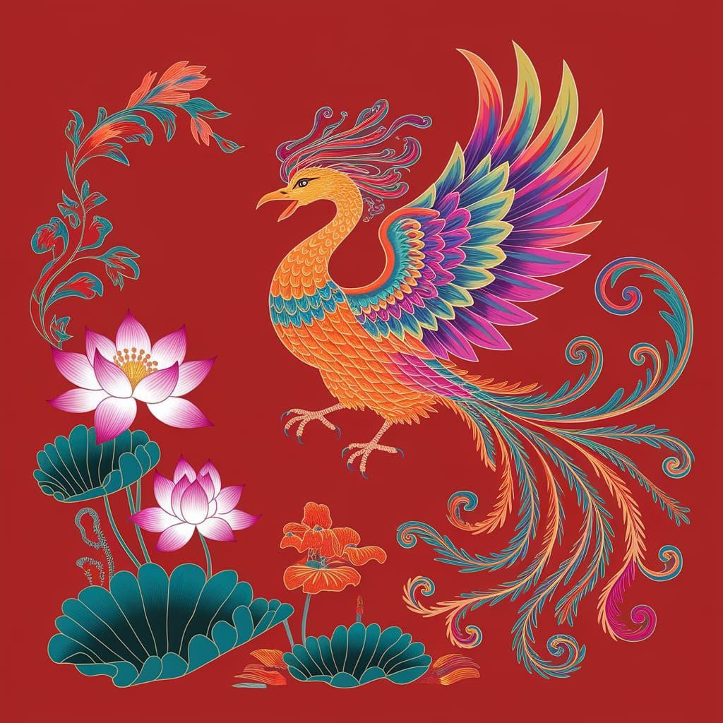 Dunhuang style phoenix
