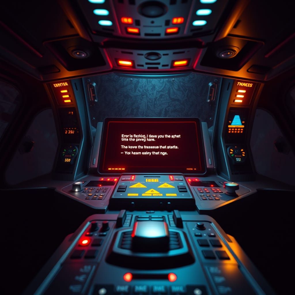 Spaceship Cockpit Error Messages in Cinematic Style