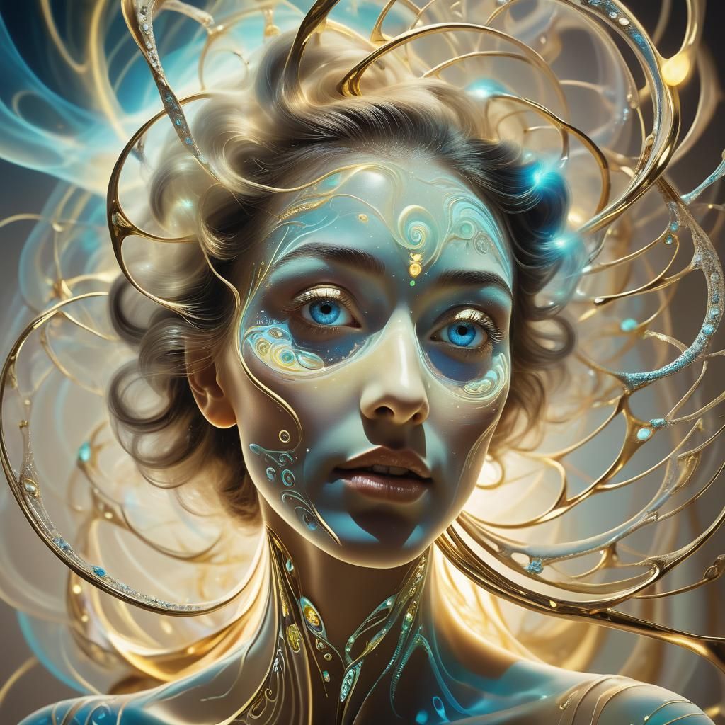 Ethereal DNA Helix in Surrealist Style