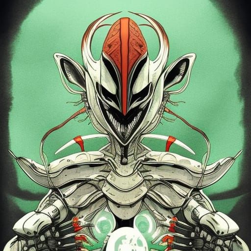 Augmented Alien Entity in Vintage Sci-Fi Style