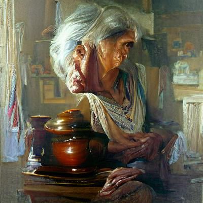 Grandmother Portrait in Oil Painting Style
