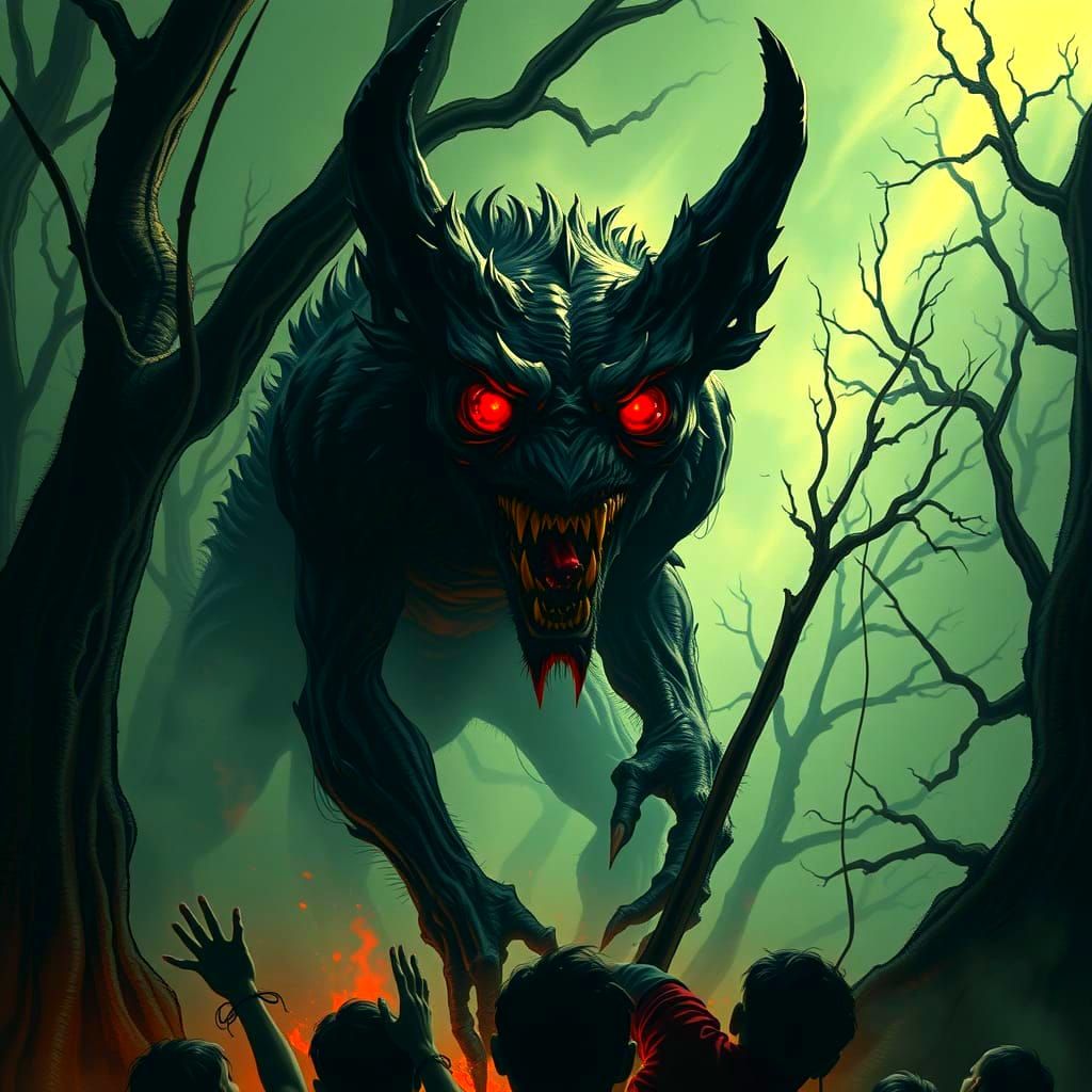 Terrifying Jersey Devil in Dark Pine Barrens