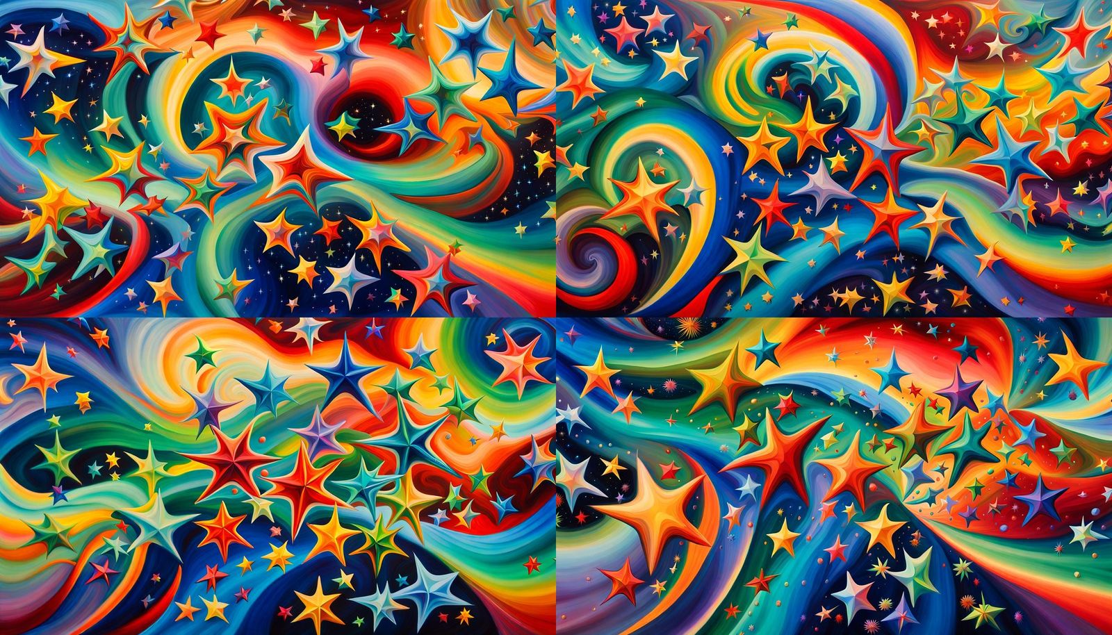 Cosmic Stars Dance in Vivid Impasto Colors