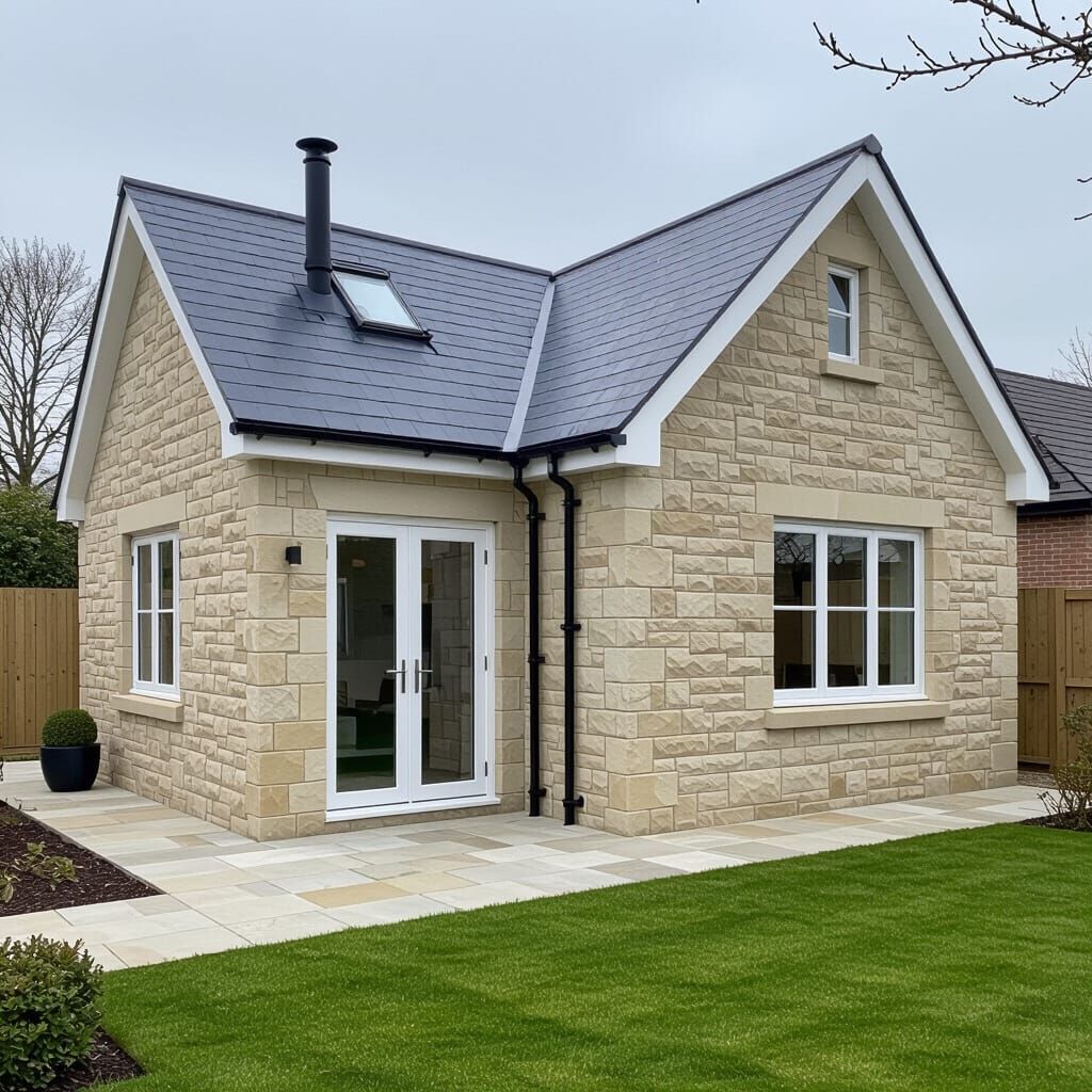 Architectural Render of a Stone Single-Storey Building