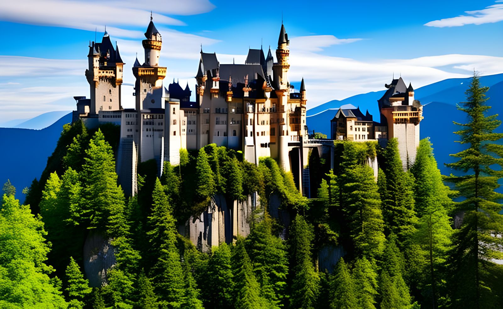 Detailed Fantasy Castle in Art Nouveau Style