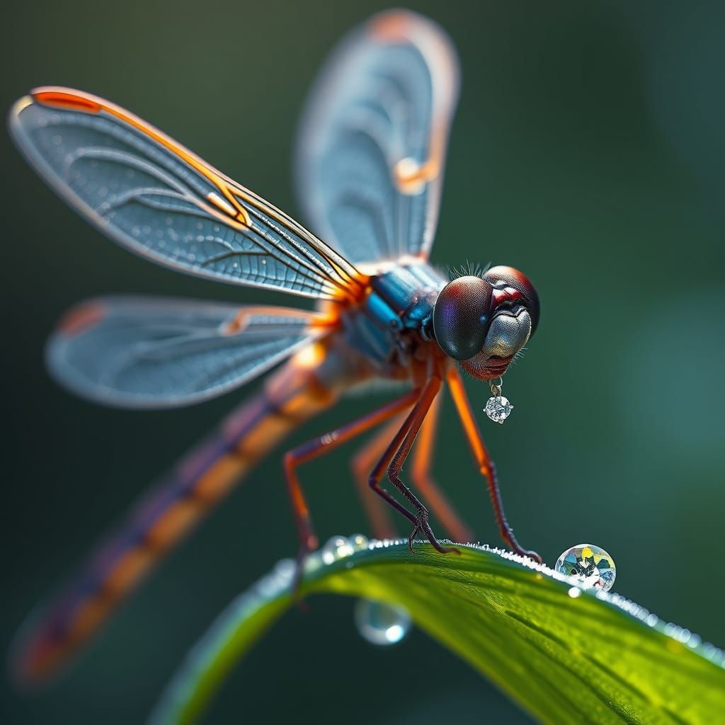 Dragonfly Adorned with Diamond Earring in Futuristic Style