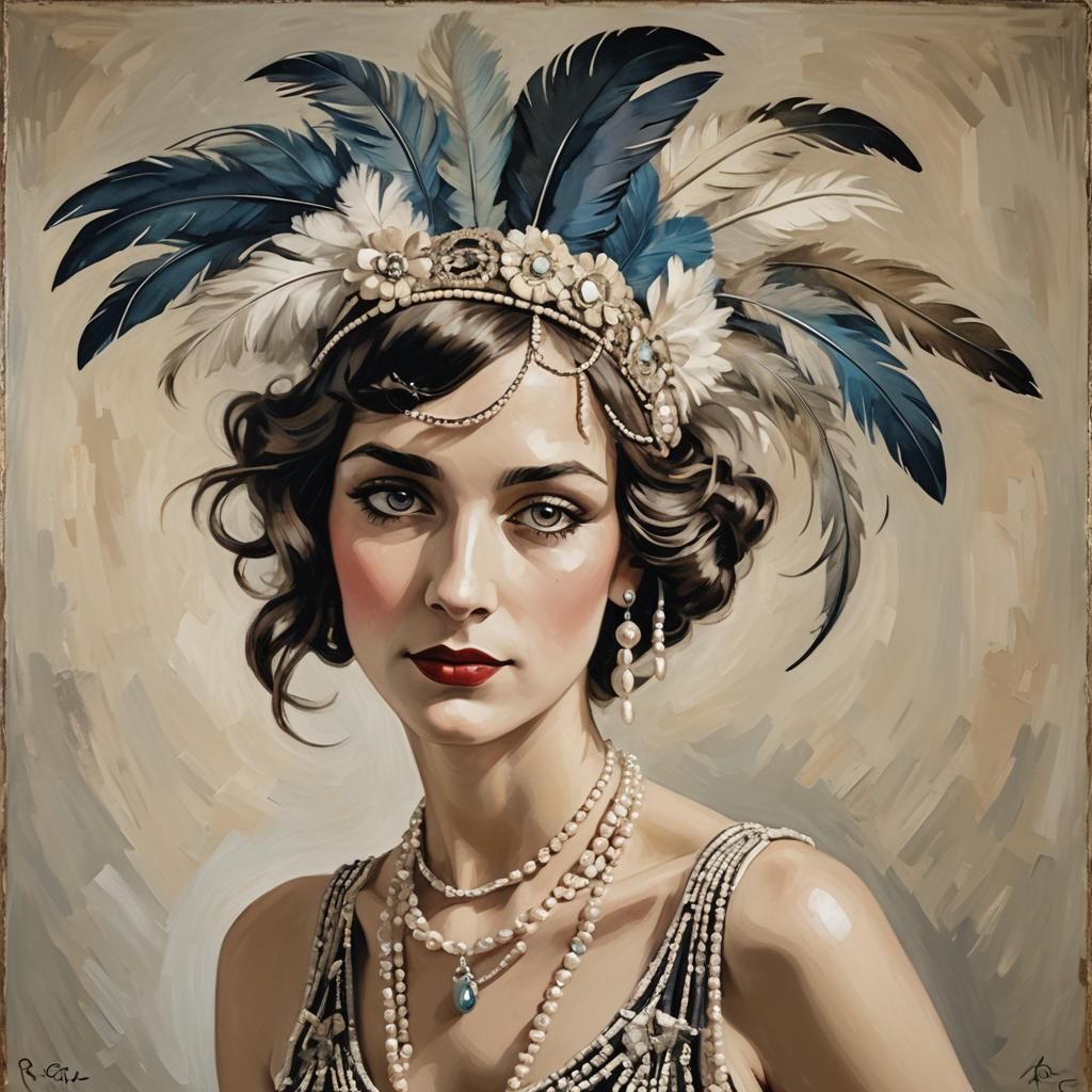 Flapper Girl Portrait in Picasso Style